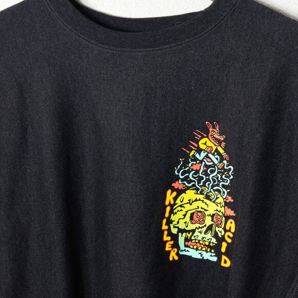 Killer Acid Graphic Sweatshirt Black Size 2XL Psychedelic Surf Skate Streetwear - Picture 4 of 8